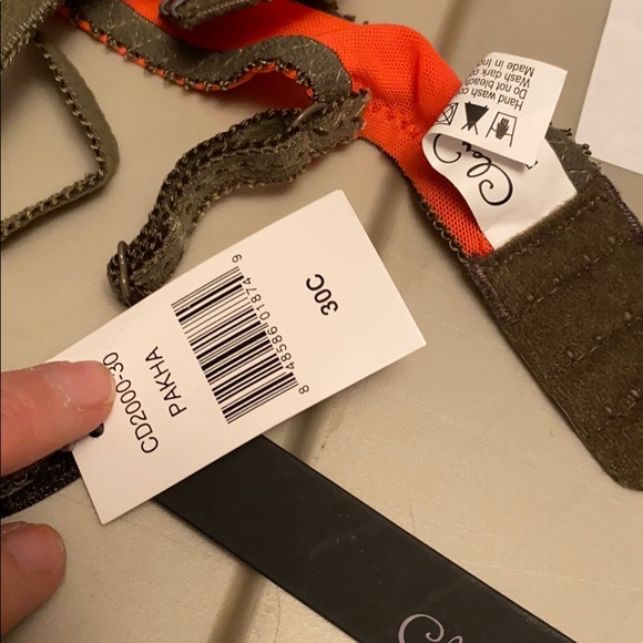 Claudette 30C bra salmon orange green piping sheer - Picture 2 of 5